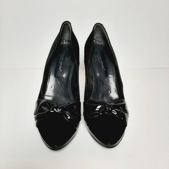OSVALDO ROSSI Suede & Patent High Heel Pumps Sz 9 US/ Eur 40 Flawed - Picture 4 of 14